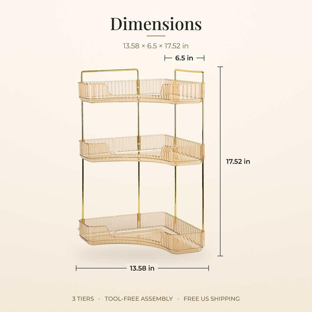 Corner organizer dimensions: 13.58 x 6.5 x 17.52 inches